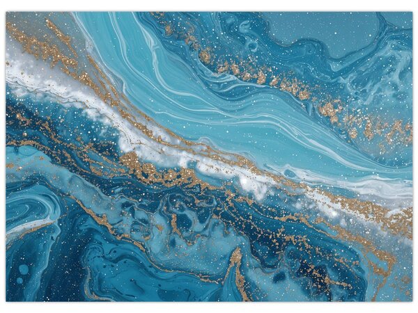 Tablou - Marmură bleu cu aur I. (70x50 cm)