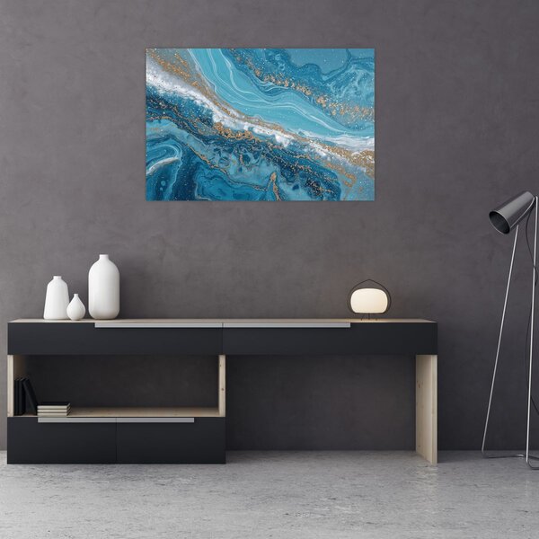 Tablou - Marmură bleu cu aur I. (90x60 cm)