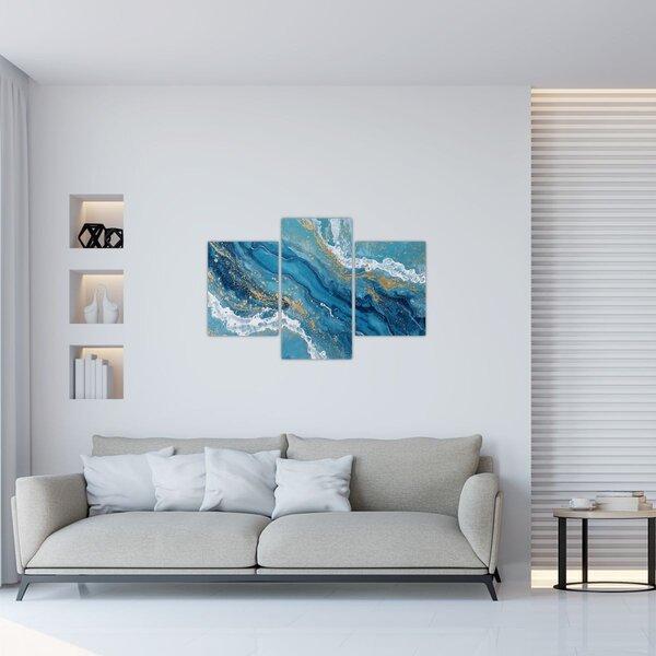 Tablou - Marmură bleu cu aur II. (90x60 cm)