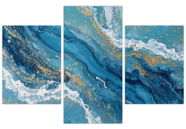 Tablou - Marmură bleu cu aur II. (90x60 cm)