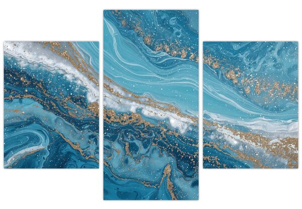Tablou - Marmură bleu cu aur I. (90x60 cm)