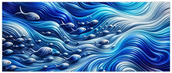 Tablou – Pești în valuri (120x50 cm)