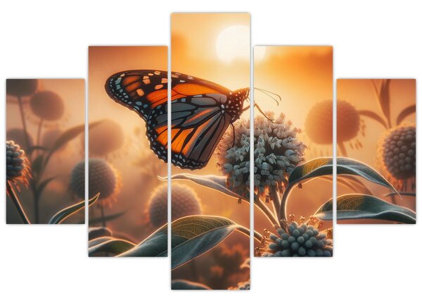 Tablou – Fluture în soare apunând (150x105 cm)