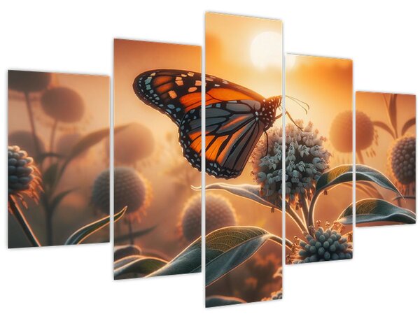 Tablou – Fluture în soare apunând (150x105 cm)