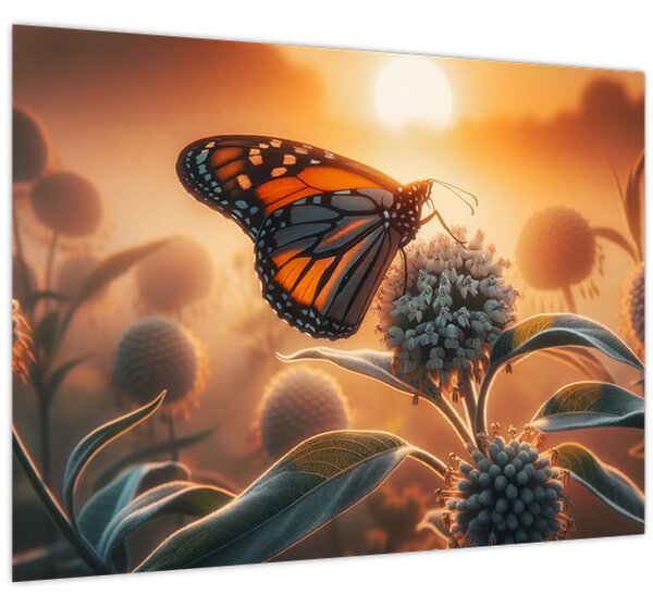Tablou – Fluture în soare apunând (70x50 cm)