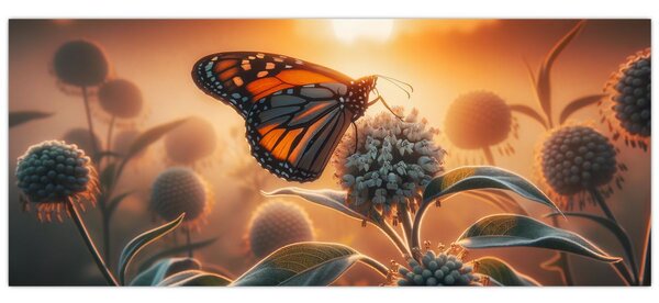 Tablou – Fluture în soare apunând (120x50 cm)