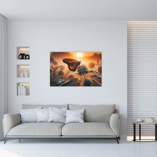 Tablou – Fluture în soare apunând (90x60 cm)