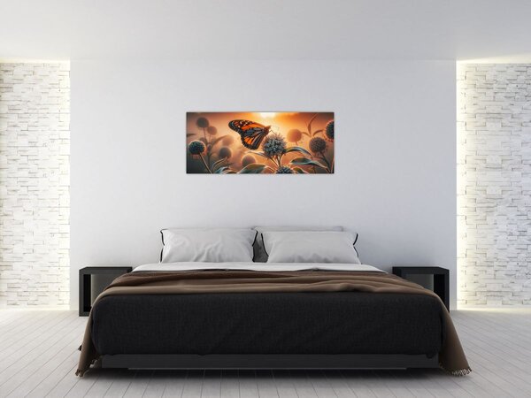 Tablou – Fluture în soare apunând (120x50 cm)