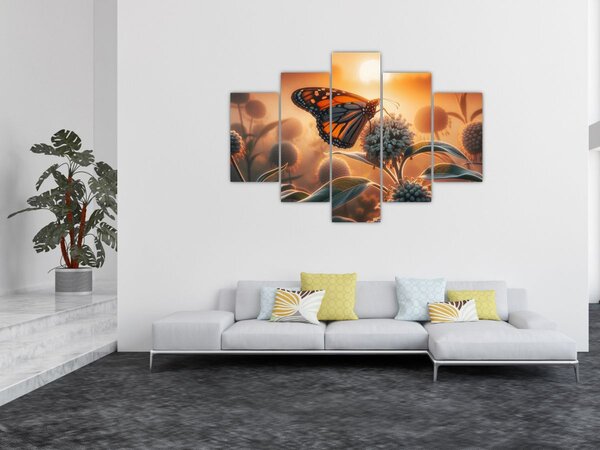 Tablou – Fluture în soare apunând (150x105 cm)