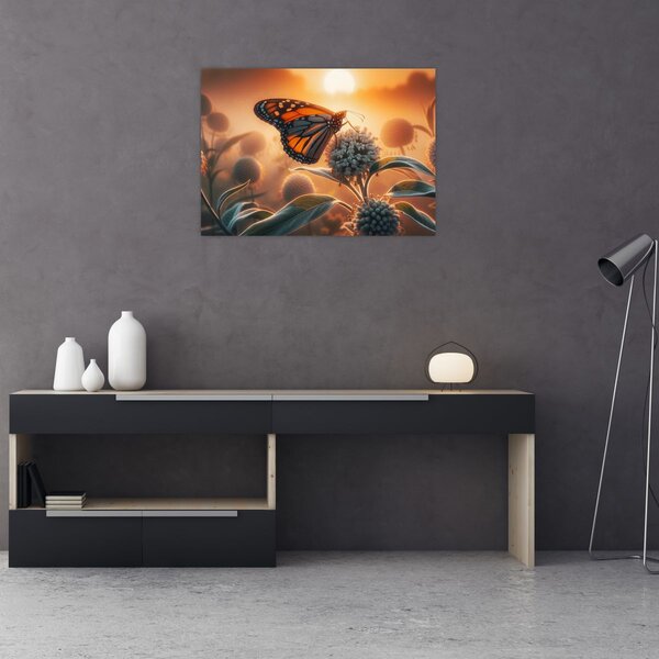 Tablou – Fluture în soare apunând (70x50 cm)