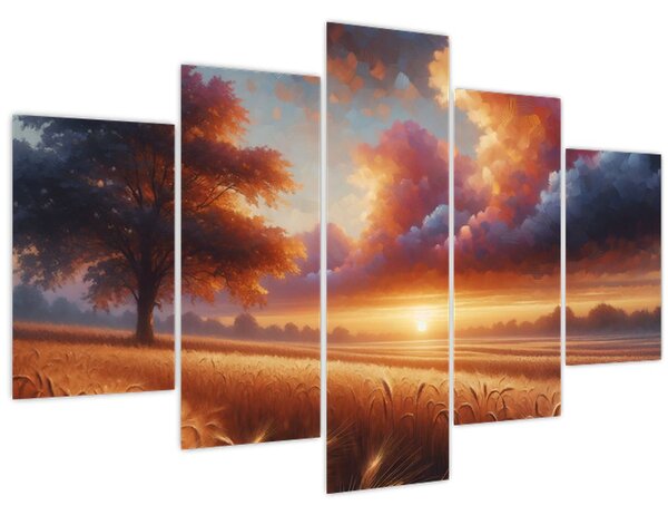 Tablou – Apus de soare pe câmp (150x105 cm)