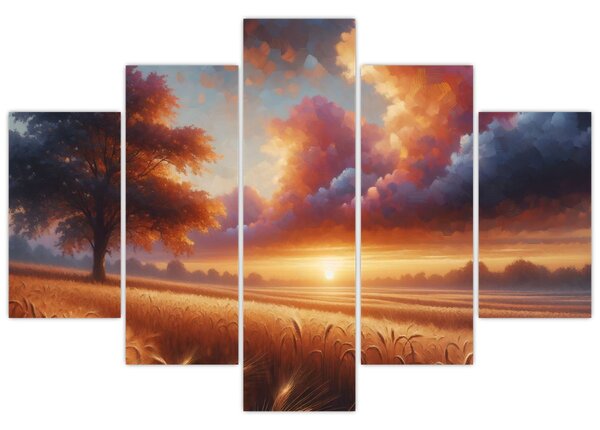 Tablou – Apus de soare pe câmp (150x105 cm)