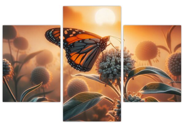 Tablou – Fluture în soare apunând (90x60 cm)