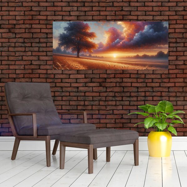 Tablou – Apus de soare pe câmp (120x50 cm)
