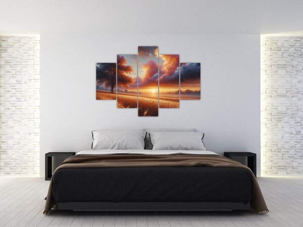 Tablou – Apus de soare pe câmp (150x105 cm)
