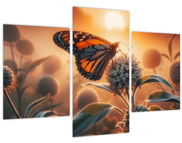 Tablou – Fluture în soare apunând (90x60 cm)