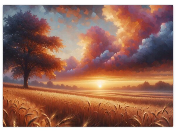 Tablou – Apus de soare pe câmp (70x50 cm)