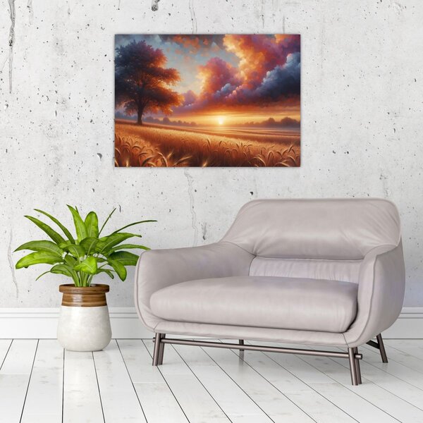 Tablou – Apus de soare pe câmp (70x50 cm)