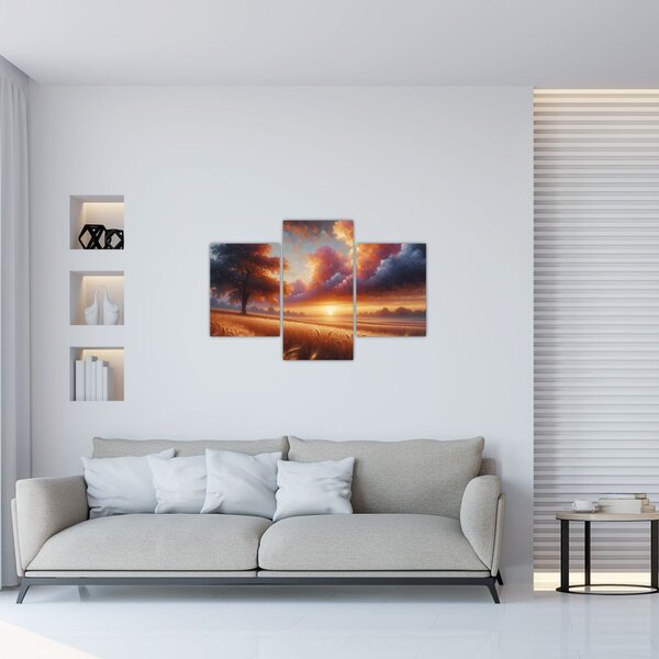 Tablou – Apus de soare pe câmp (90x60 cm)