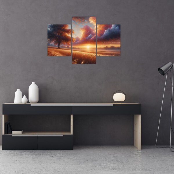 Tablou – Apus de soare pe câmp (90x60 cm)