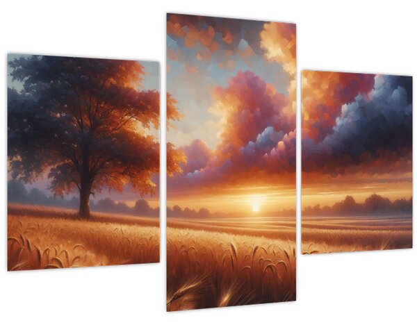 Tablou – Apus de soare pe câmp (90x60 cm)