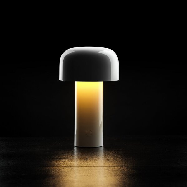 FLOS Lampa de masă cu baterie LED Bellhop, albă, 21 cm, dimabil, IP54, reglabil, Alb, Camera de zi / sufragerie, Plastic, Design