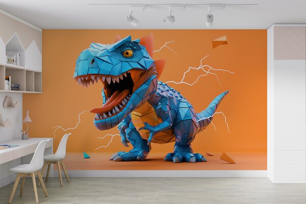 Fototapet Dinozaur albastru cu fulgere ieșind din el, Fototapet dinozauri, Fototapet populare, w01333v1 - Tapeko.ro