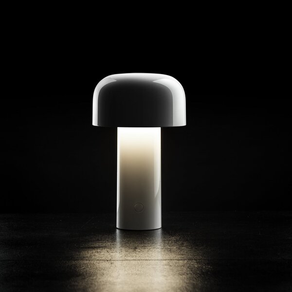 FLOS Lampa de masă cu baterie LED Bellhop, albă, 21 cm, dimabil, IP54, reglabil, Alb, Camera de zi / sufragerie, Plastic, Design