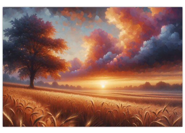 Tablou – Apus de soare pe câmp (90x60 cm)