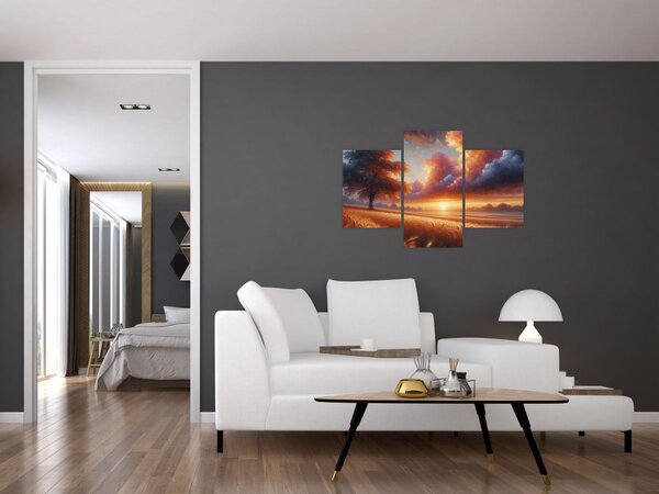 Tablou – Apus de soare pe câmp (90x60 cm)