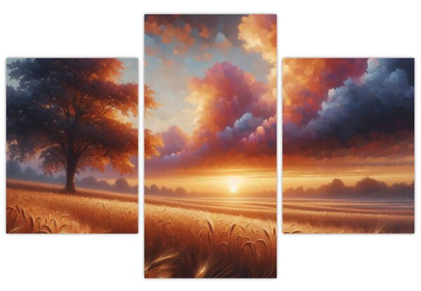 Tablou – Apus de soare pe câmp (90x60 cm)