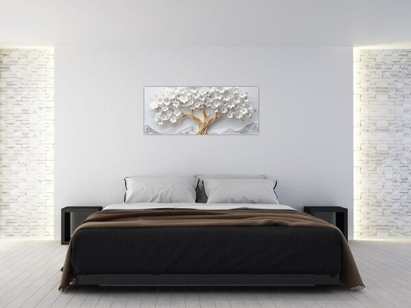 Tablou – Arborele vieții 3D plin de flori (120x50 cm)