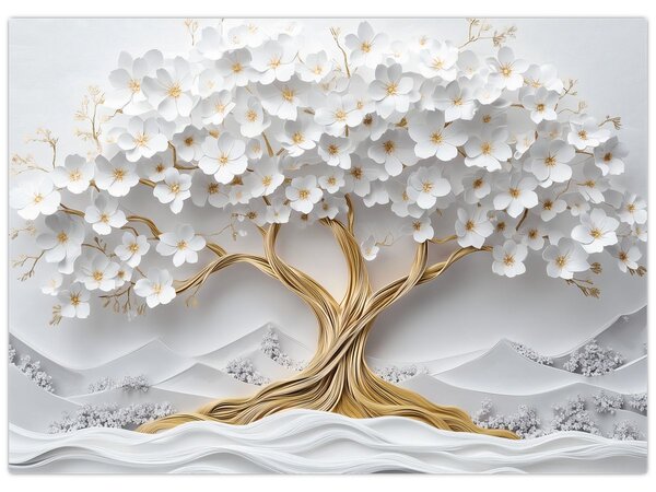 Tablou – Arborele vieții 3D plin de flori (70x50 cm)
