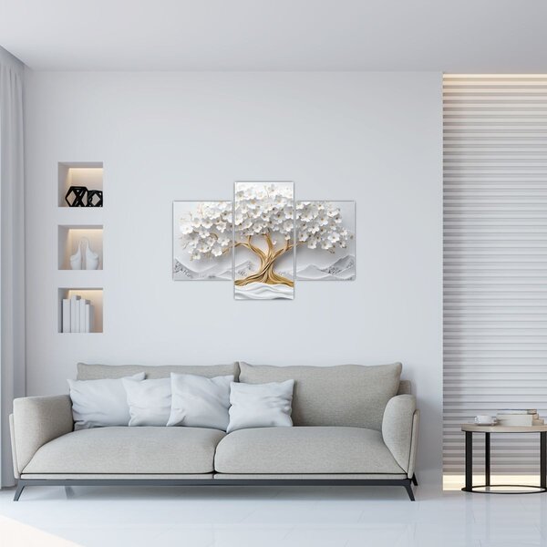 Tablou – Arborele vieții 3D plin de flori (90x60 cm)