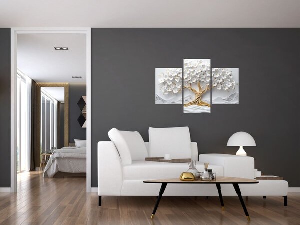 Tablou – Arborele vieții 3D plin de flori (90x60 cm)
