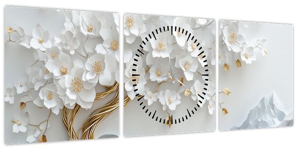 Tablou – Arborele vieții 3D elegant (cu ceas) (90x30 cm)