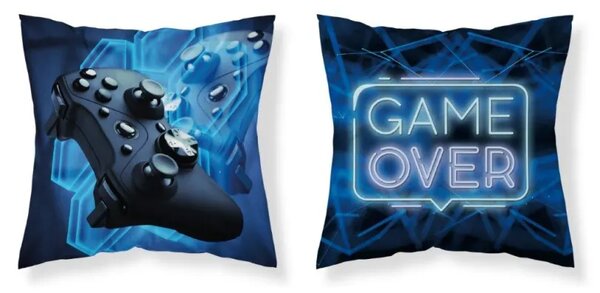 Față de pernă pentru copii GAME OVER - albastru Latime: 40 cm | Lungime: 40 cm