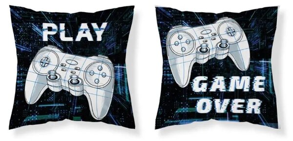 Față de pernă pentru copii GAME OVER - negru Latime: 40 cm | Lungime: 40 cm