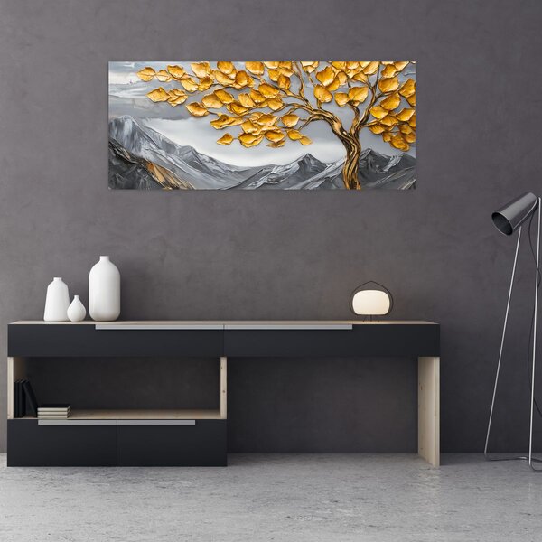 Tablou – Arbore cu frunze aurii (120x50 cm)
