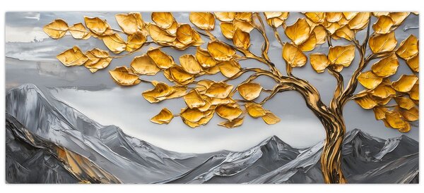 Tablou – Arbore cu frunze aurii (120x50 cm)