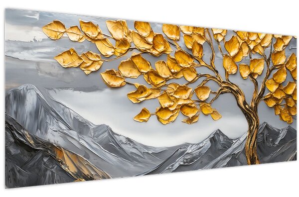 Tablou – Arbore cu frunze aurii (120x50 cm)