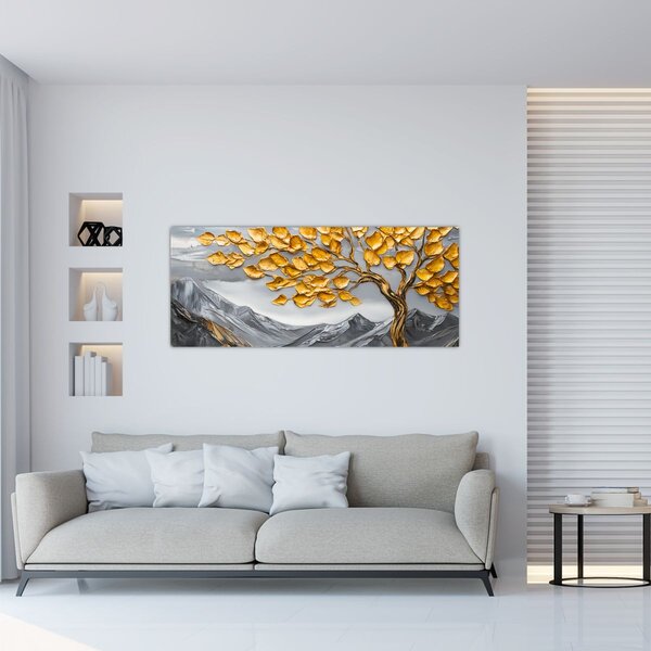 Tablou – Arbore cu frunze aurii (120x50 cm)