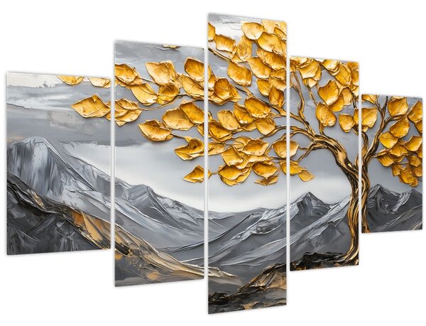 Tablou – Arbore cu frunze aurii (150x105 cm)