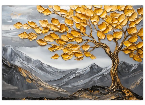 Tablou – Arbore cu frunze aurii (90x60 cm)