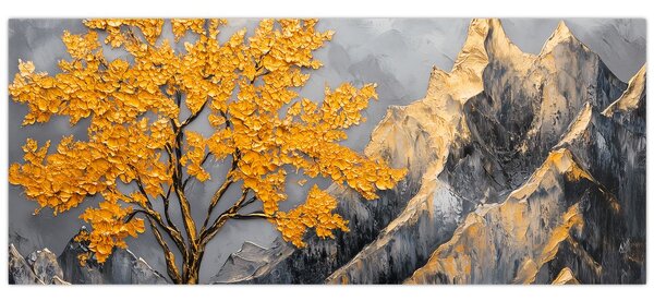 Tablou – Arbore auriu în munți (120x50 cm)