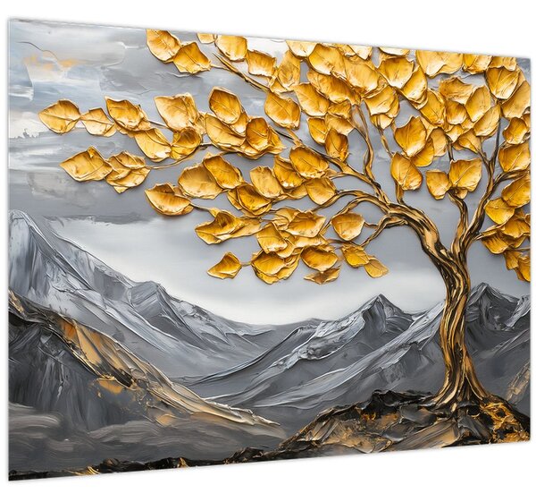 Tablou – Arbore cu frunze aurii (70x50 cm)