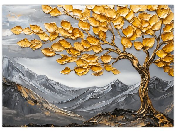Tablou – Arbore cu frunze aurii (70x50 cm)