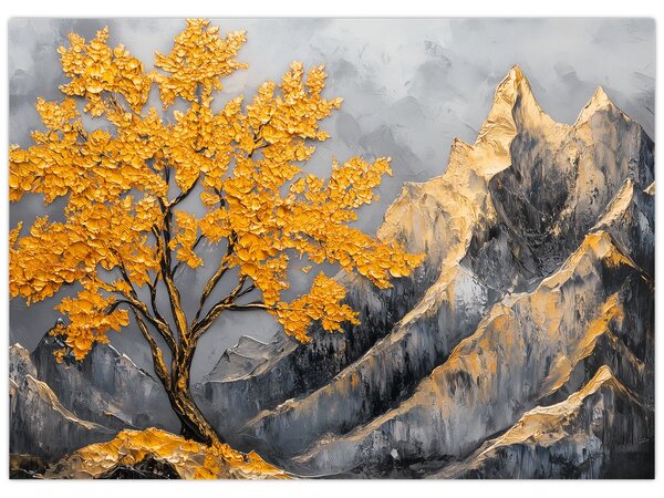 Tablou – Arbore auriu în munți (70x50 cm)