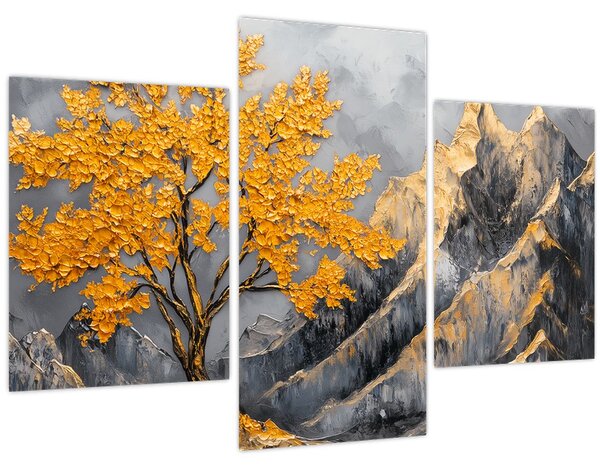 Tablou – Arbore auriu în munți (90x60 cm)