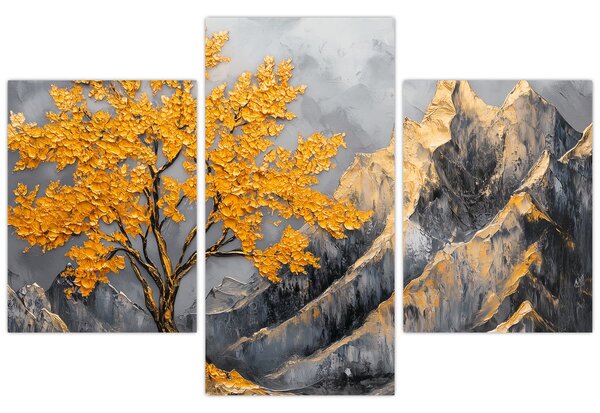 Tablou – Arbore auriu în munți (90x60 cm)